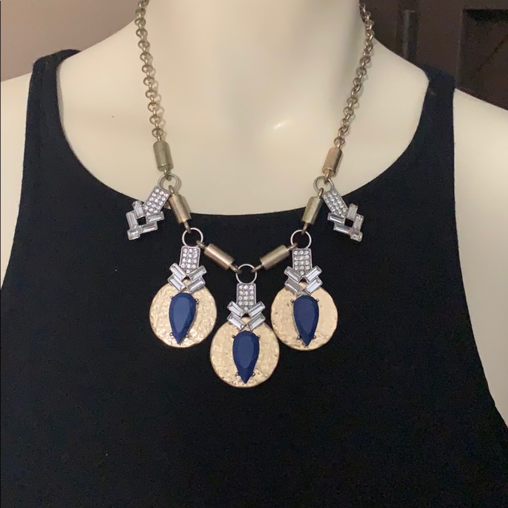 Banana Republic Blue & Gold Medallion Necklace